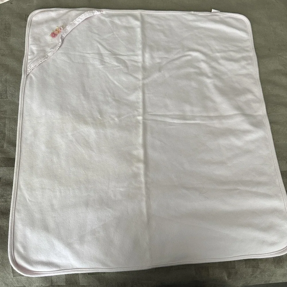 VTG Baby Girls Pink Floral Hooded‎ Towel 6-9 Months 100% Cotton Bath Wrap Infant